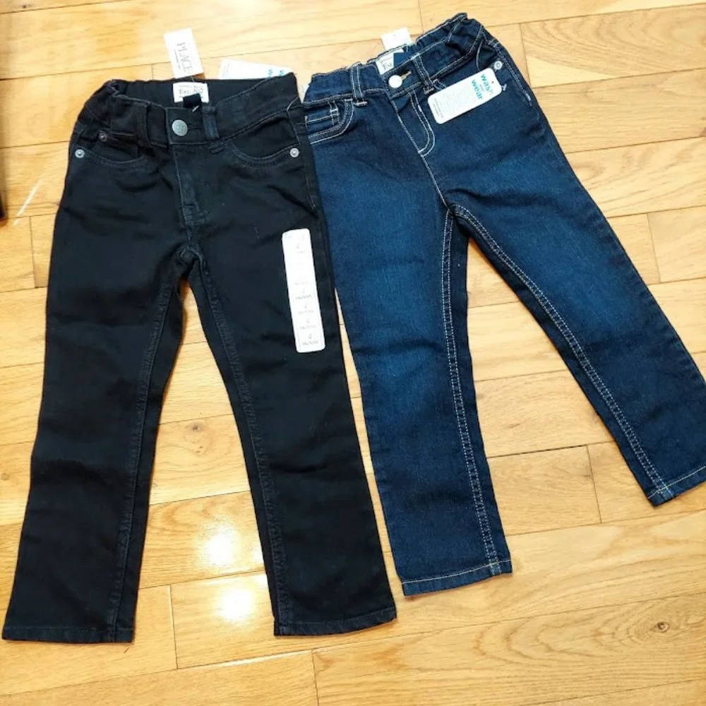 Bundle of‎ 2 Girl's Children's Place Jeans Size 4/4T New Blue Denim/Black Jeans